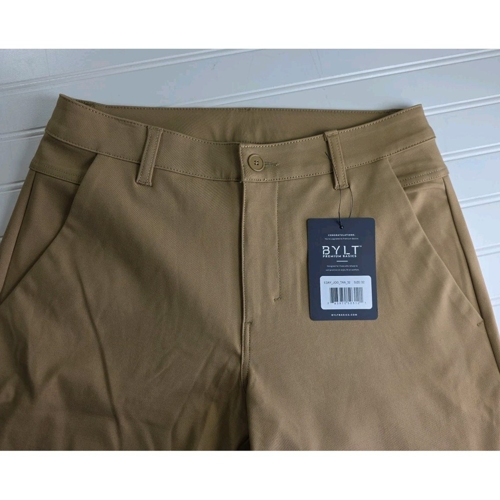 BYLT Premium Basics Everyday Pant Men 32 Tan Tapered Jogger Stretch NWT